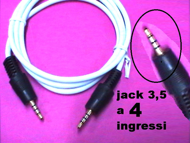 CAVO AUX da JACK 3,5 a  JACK 3,5 a 4 PLUG (ingr audio/Phon)