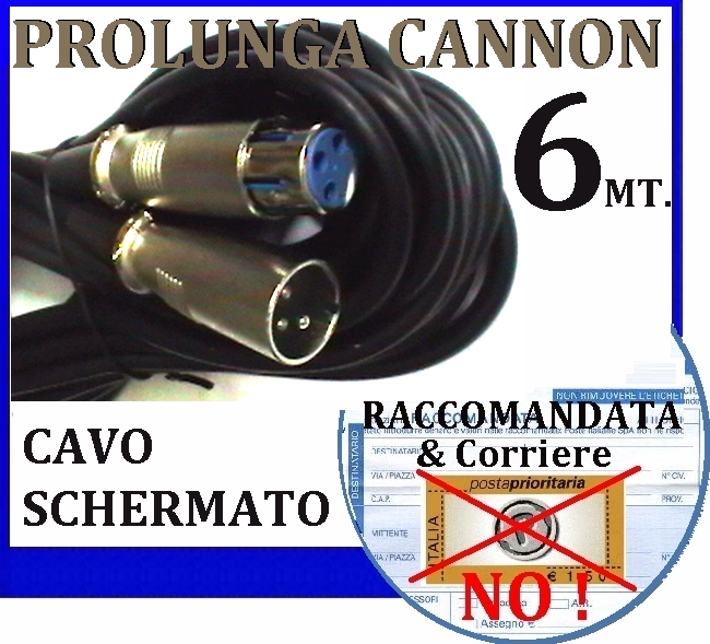 clicca su immagine per consultare dettagli, vedere altre foto e ordinare CAVO Prolunga CANNON XLR 6,4