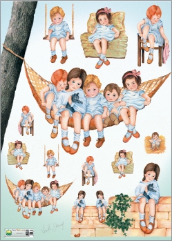 clicca su immagine per consultare dettagli, vedere altre foto e ordinare Carta per decoupage fig.186 - Figure Bambini e Amaca