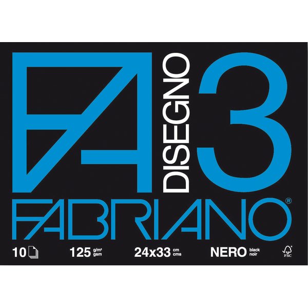 clicca su immagine per consultare dettagli, vedere altre foto e ordinare Fabriano disegno F3 24x33 - Nr. fogli 10 NERI 