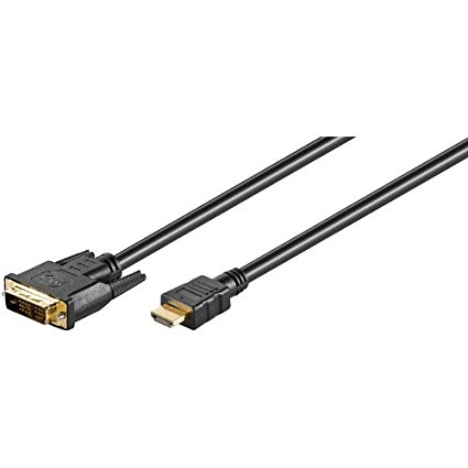 Cable HDMI-19pol-St.DVI-D 18+1-St. 2,0m Goldk. u. Ferrit 