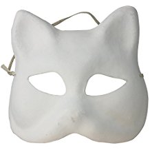 MASCHERA BIANCA stile   gatto CARNEVALE DA DECORARE introvabili24 