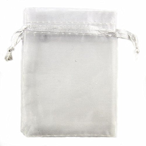 25 Sacchettini Organza con fermafiocco in Raso 9x12 bianco