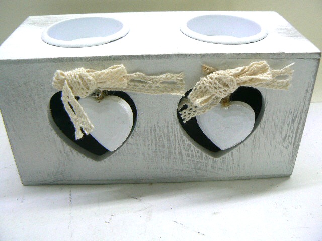 Portacandele in stile shabby chic, color grigio: p.2 candele introvabili24 