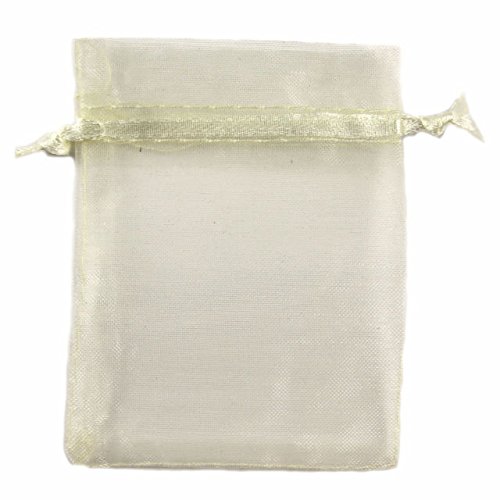 25 Sacchettini Organza con fermafiocco in Raso 9x12 avorio 