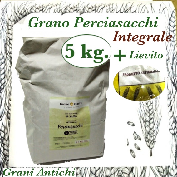 ordina FARINA INTEGRALE SEMOLA PERCIASACCHI 5 kg. +LIEVITO MADRE