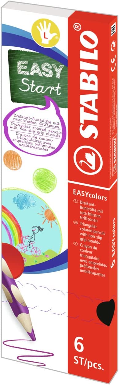 6 pastelli a legno ergonomici STABILO EASY  per mancini