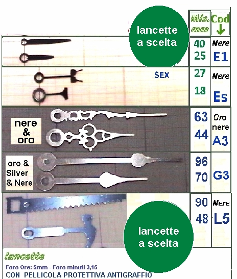 ordina L3:MECCANISMO OROLOGIO inverse, ROTAZIONE ANTI ORARIA