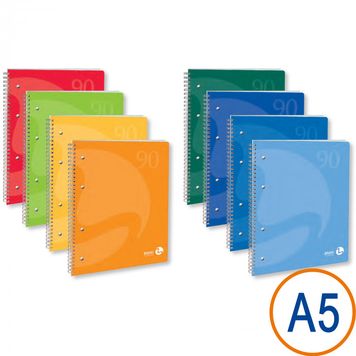 QUADERNO SPIRALE QUABLOCK 4 FORI  A5 16X21 Fogli Resistenti.