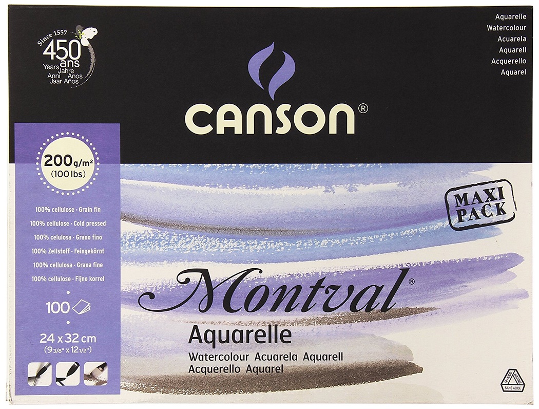 Canson Blocco Arte Linea Acquerello Montval  200g x 100 fg 24x32  3148958073534