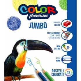 12 Pastelli Jumbo Pastello Premium Legno Max Mina 5mm.