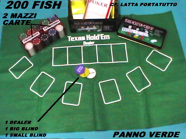 clicca su immagine per consultare dettagli, vedere altre foto e ordinare POKER SET professionale CON 200 FISH e PANNO