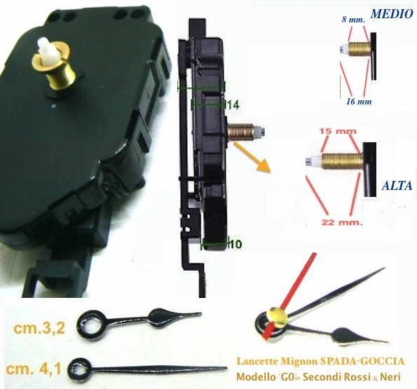 MECCANICA A PENDOLO LINEA3 COMPLETA DI LANCETTE MIGNON.