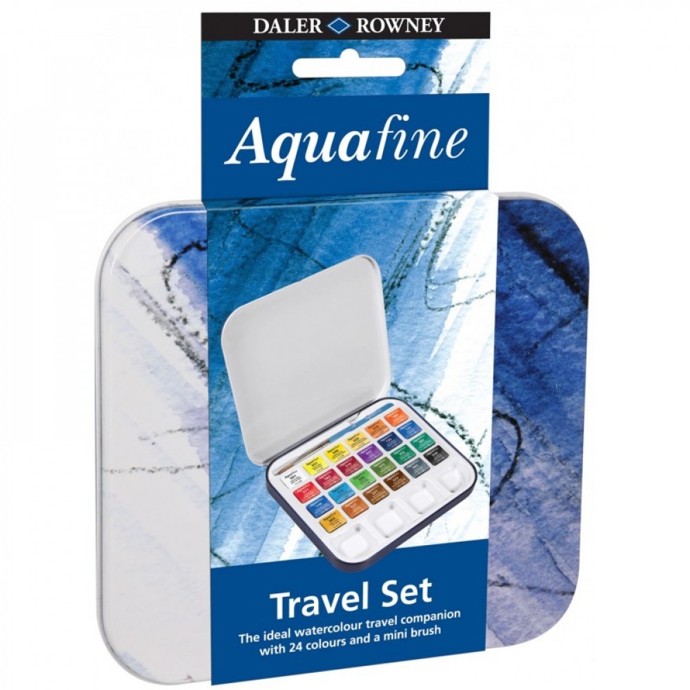 Daler-Rowney Set 24 godet (1/2) acquerello Aquafine LATTINA con pennello 5011386094281