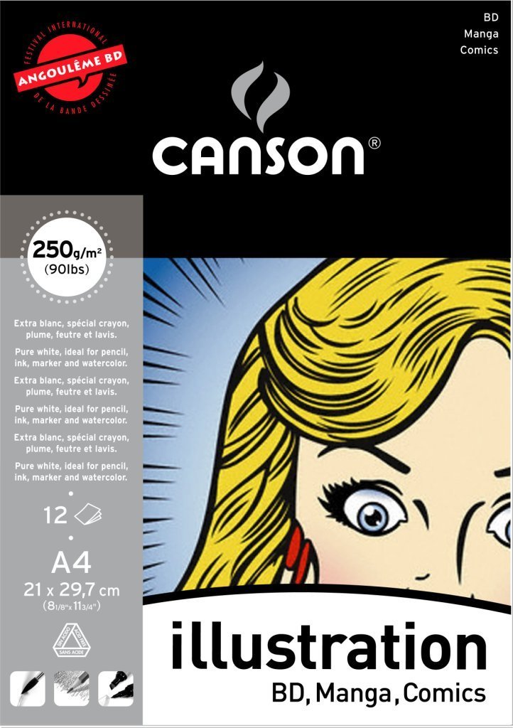 CANSON Manga Block, 12 Blatt, DIN A4, 250 g/qm 