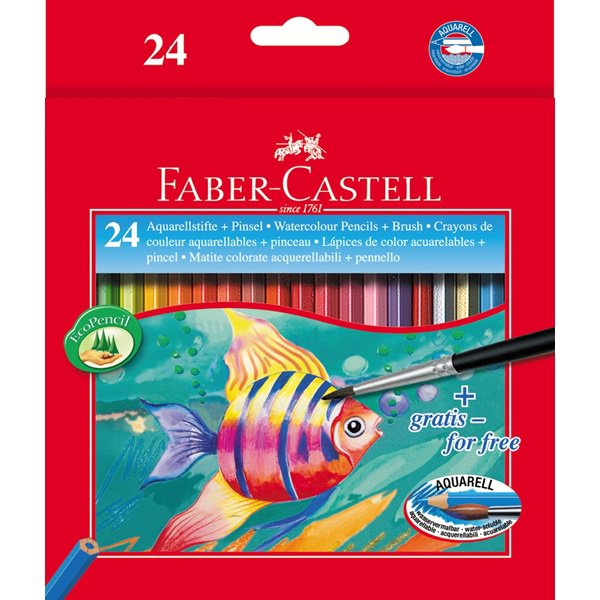 Astuccio con 24 matite colorate acquerellabili Faber Castell.