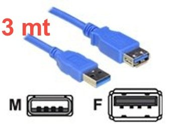 PROLUNGA USB con Connettori 3 metri