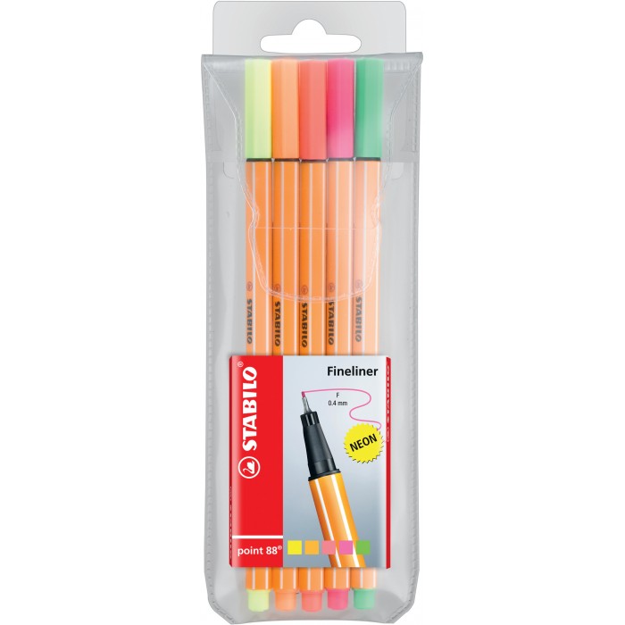 FINELINER POINT 88 NEON SET 5 PZ. STABILO  introvabili24 