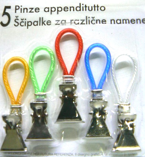 clip a pinzetta colorata pendente - kit 5 pz. 