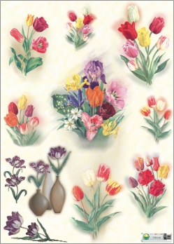 anche assortita Carta per decoupage fig.154 cm.50x70 - Soggetto Tulipani 