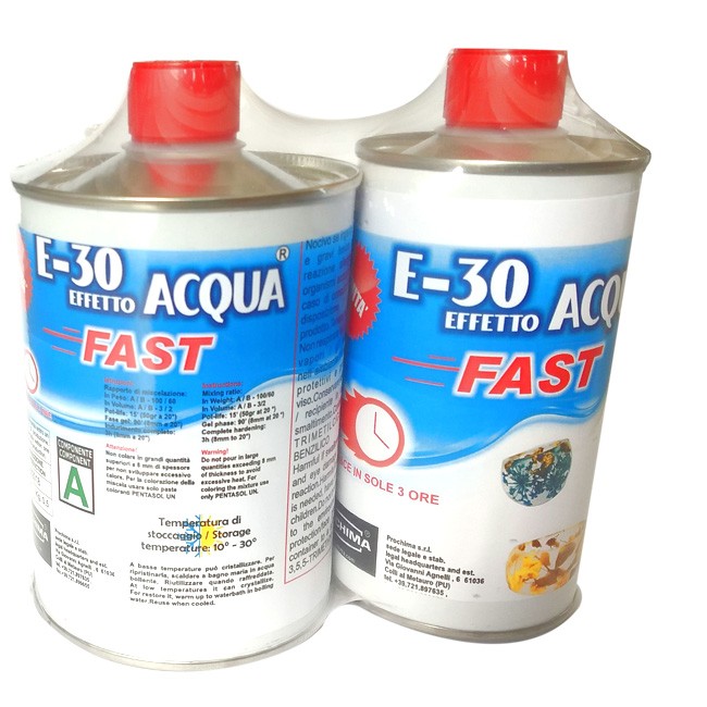 Resina all Acqua: resina elevatissima trasparenza 500+300gr..