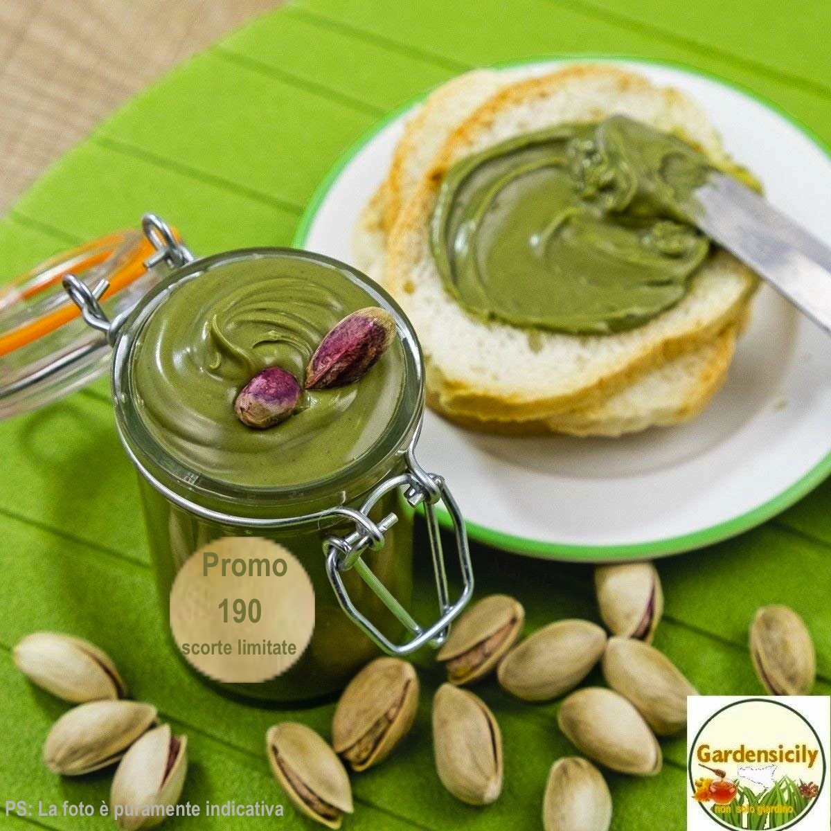 Gardensicily Crema Spalmabile 100% PISTACCHIO Siciliano 190 