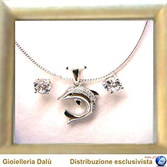  Set Coll. e Orecchini placcati argento delfino