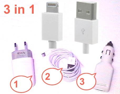 clicca su immagine per consultare dettagli, vedere altre foto e ordinare 3in1 Carica Batteria iPhone Auto,C,F