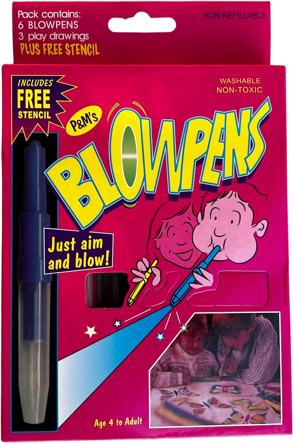 6 BLO W PENS ASSORTED COLOURS CRAFT BLOW PENS