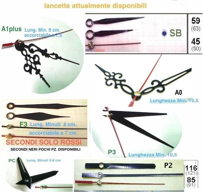 ordina 10 MECCANISMO OROLOGIO Sweep C22 complete di 10 kit lancette