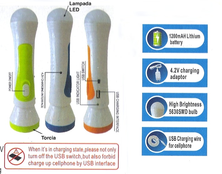 ordina LAMPADA TORCIA CON LAMPADINA E PRESA USB INDISPENSABILE