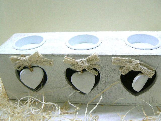 Portacandele in stile shabby chic, color grigio: p.3 candele