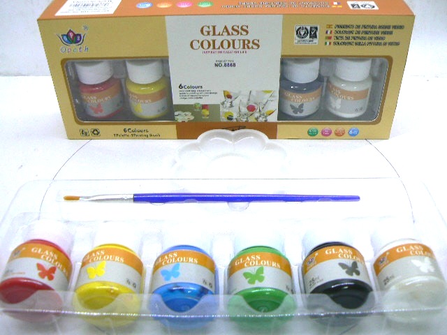 ordina set 6 COLORI VETRO GLASS DA 25 ML.