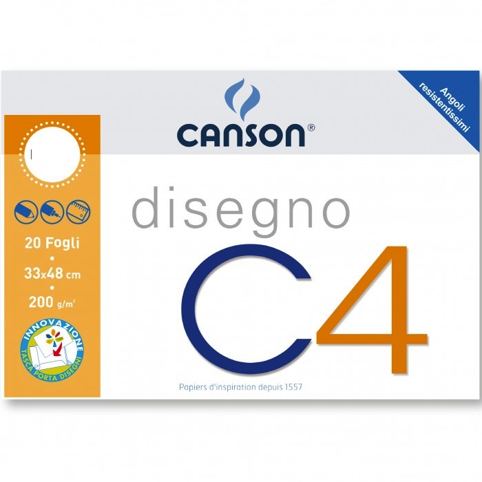 CANSON BLOCCO DISEGNO C4 33x48 20 fogli CANSON: LISCIO O RUVIDO 8000484900447