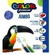 COLORI PASTELLI A MATITA DA 12 JUMBO COLOR PREMIUM + TEMPERI