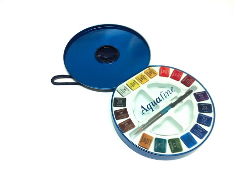 Daler-Rowney Set 18 godet (1/2) acquerello Aquafine LATTINA con pennello 5011386090511