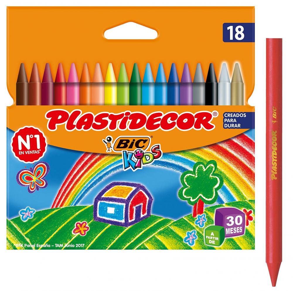 Bic Kids Plastidecor Pastelli Colorati Confezione da 18 Past