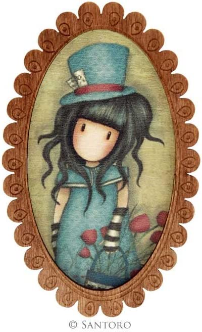 Spilla in legno Gorjuss  The Hatter .