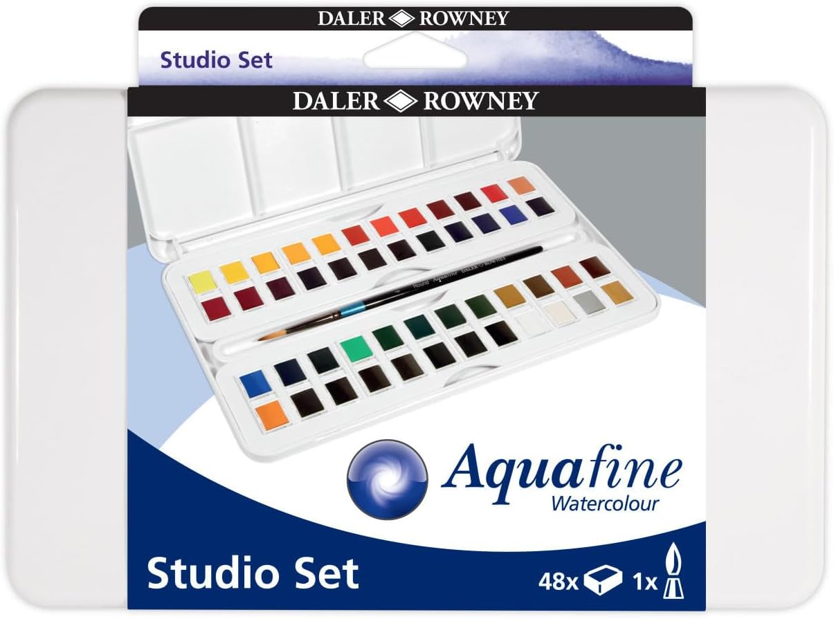 Set 48 godet (1/2) acquerello Aquafine con pennello