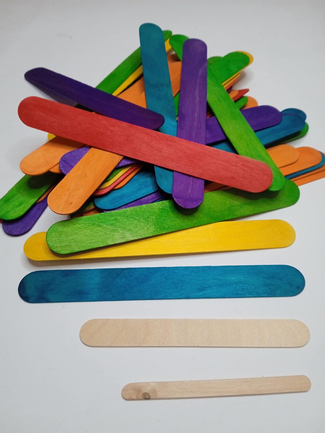 20 Legnetti Spatolette Didattiche in legno colorate da 20 cm