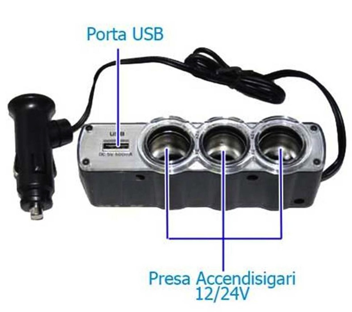 clicca su immagine per consultare dettagli, vedere altre foto e ordinare DUPLICATORE ACCENDISIGARI 3 IN + 1 USB