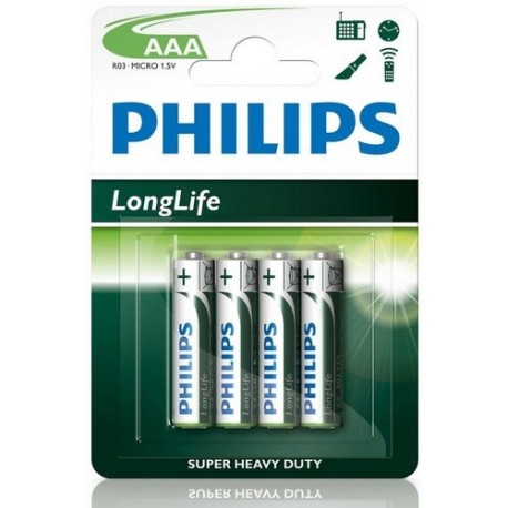 clicca su immagine per consultare dettagli, vedere altre foto e ordinare BATTERIA R03LB4 LONGLIFE MINISTILO AAA PHILIPS R03L4B/10 