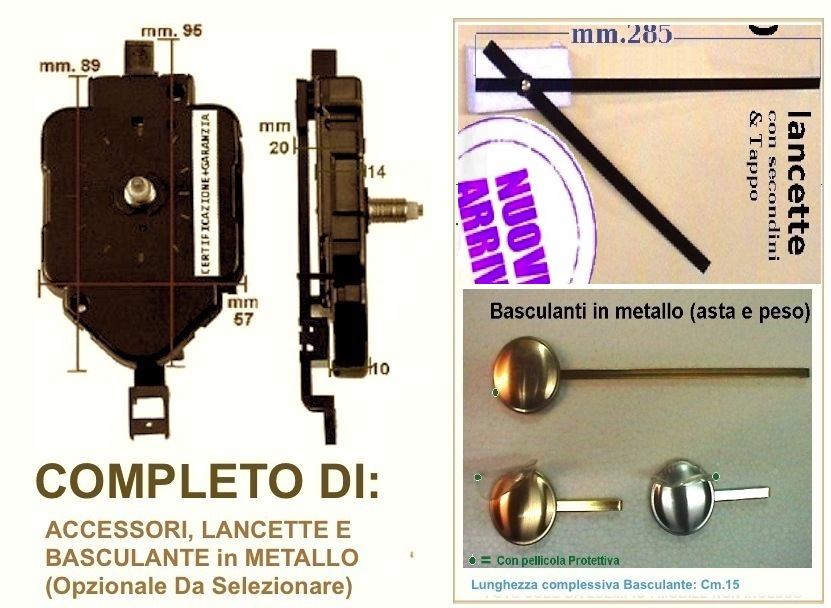 ordina PENDOLO CON lancette 28 CM. stile Fiorentino 