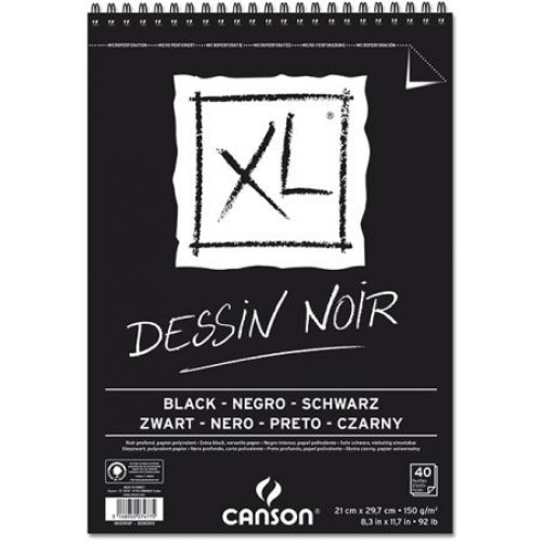 CANSON ALBUM XL NERO A4 40FF 150GR. DESSIN NOIR SPIRALE