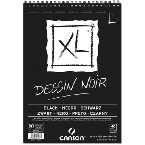 clicca su immagine per consultare dettagli, vedere altre foto e ordinare CANSON ALBUM XL NERO A4 40FF 150GR. DESSIN NOIR SPIRALE