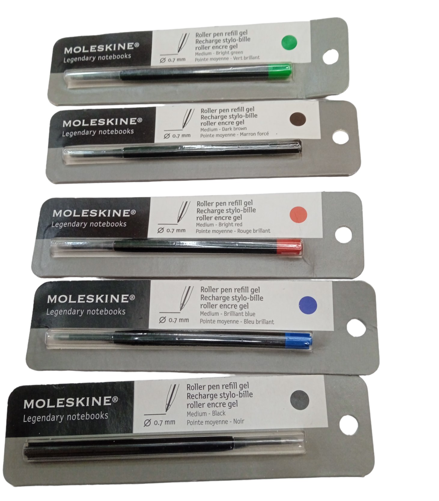 MOLESKINE Moleskine Roller gel refill originali punta 07 Ricambio NERO 9788862938693