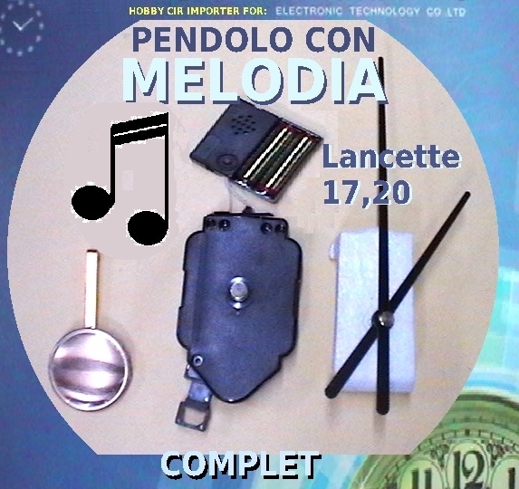 Pendolo con Melodia e Lancette Lunghe con coda  da 17 cm.