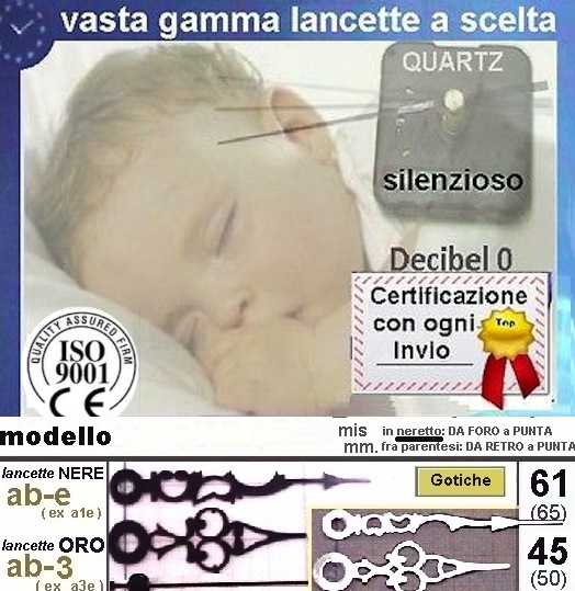 clicca su immagine per consultare dettagli, vedere altre foto e ordinare L3: MECCANISMO SILENZIO CON LANCETTE STILE GOTICO A1E