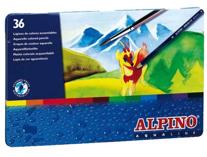 ALPINO Matite Acquerellabili, 36 Pastelli in Latta Regalo