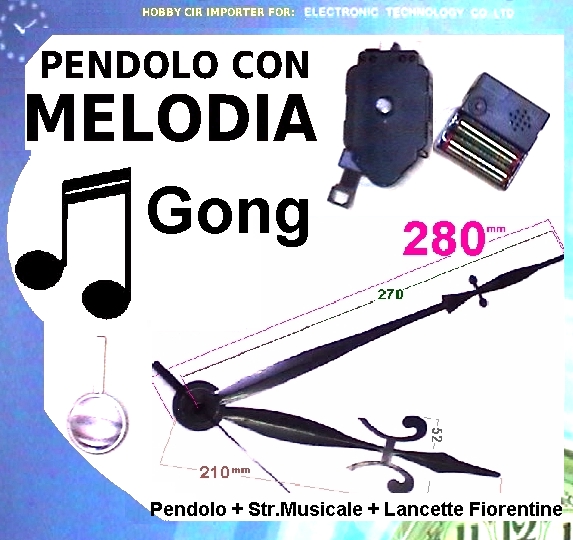 Pendolo fiorentino Movimento completo di Melodia con GONG 